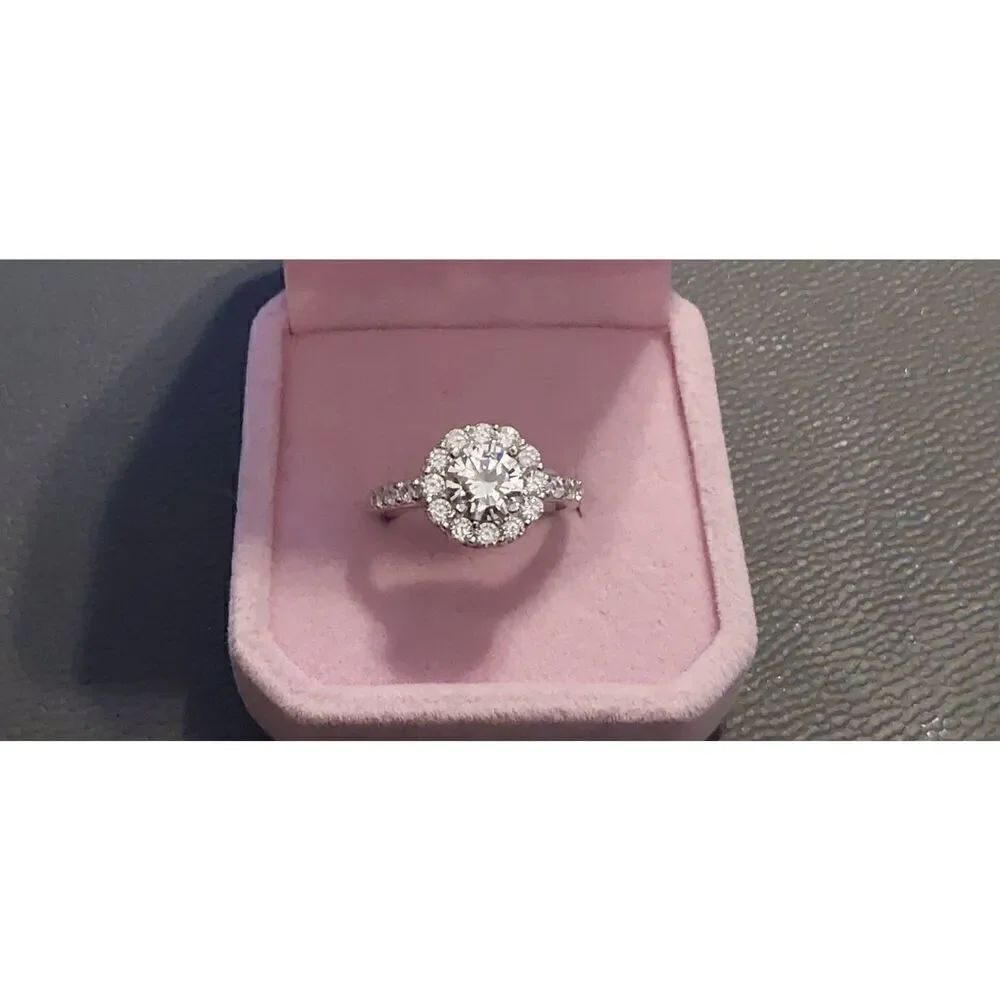 3 Ct.βRound Sim Diamond Halo Crown Topiary Bridal/Cocktail Ring Sz 9~925βSS